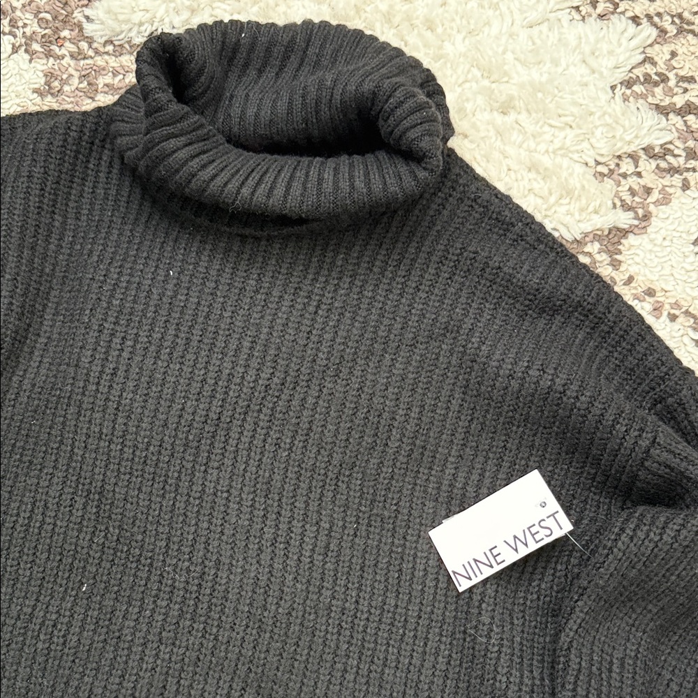 Nine West Black Ribbed Turtleneck Sweater